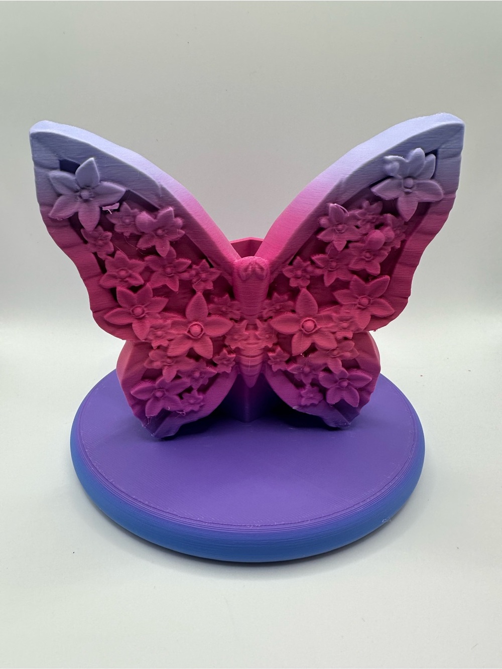 Purple and Pink Floral Butterfly Home Accent Sculpture